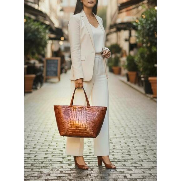 RARE NEW $720 Tory Burch Crocodile Thea Work Travel Laptop Tote Diaper Mom Bag - Picture 13 of 13